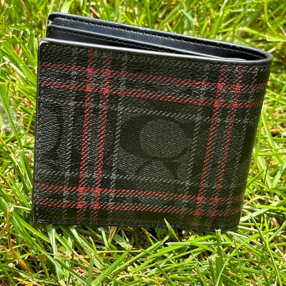 Coach | Signature Canvas Bifold Wallet in shirting plaid textured leather - Picture 2 of 5